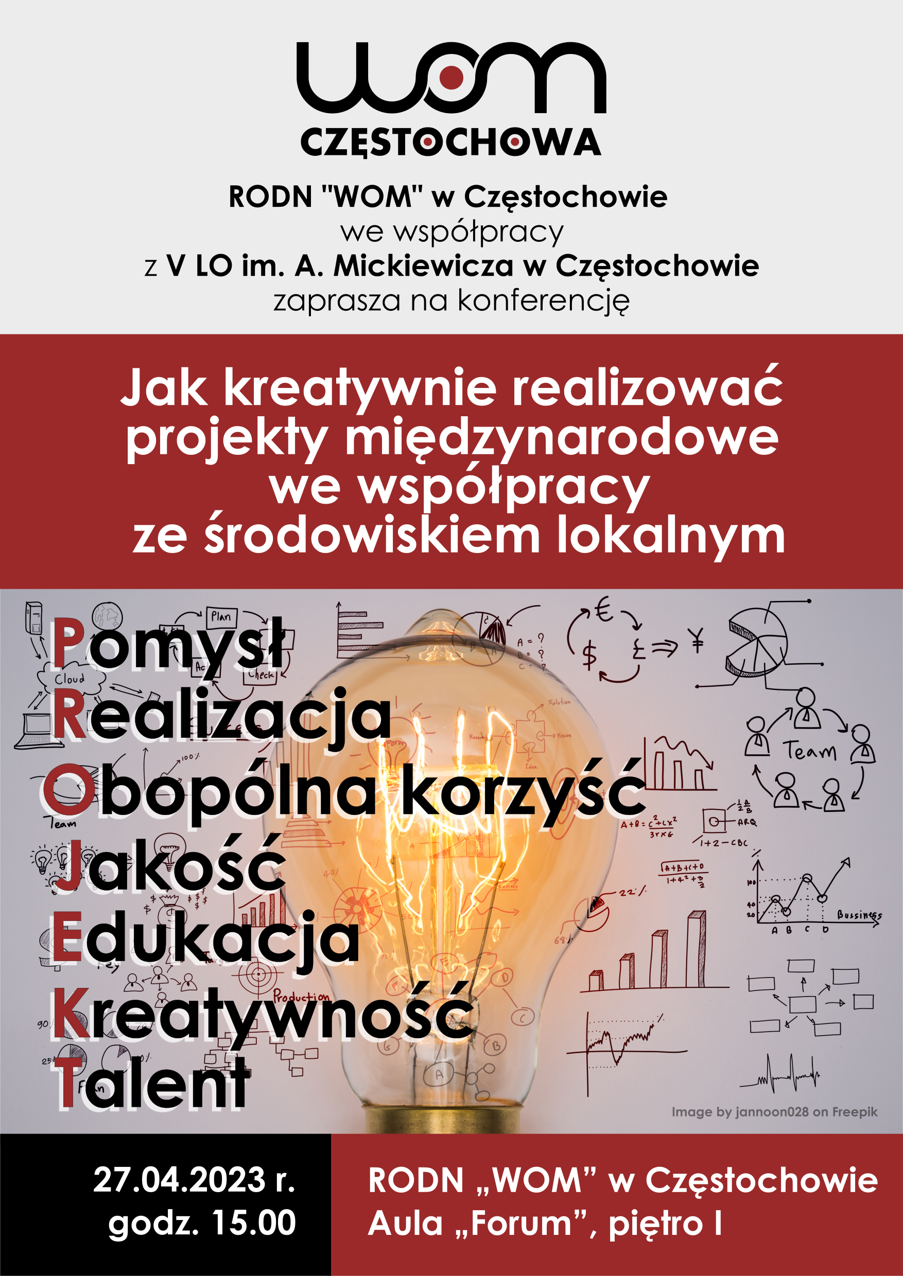 Jak kreatywnie realizować projekty międzynarodowe we współpracy ze środowiskiem lokalnym - plakat